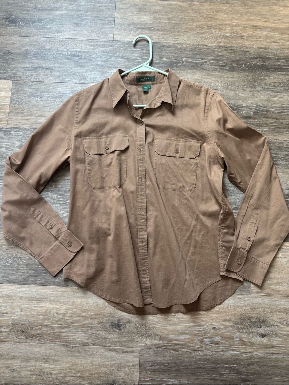 Lauren Ralph Lauren Brown Button-Up Long Sleeve Shirt Sz L